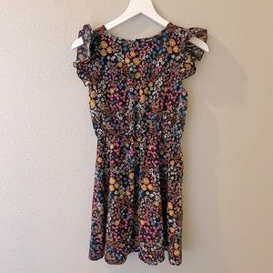 Floral Flutter Sleeve A Line Dress